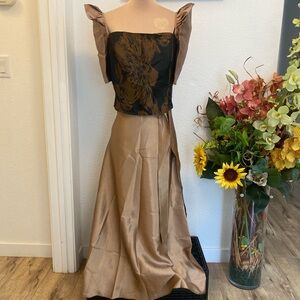 Filipiniana Mestisa Bolero Black and Brown w/ Wrap Around Brown Skirt